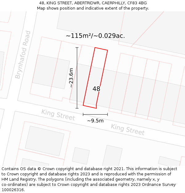 48, KING STREET, ABERTRIDWR, CAERPHILLY, CF83 4BG: Plot and title map