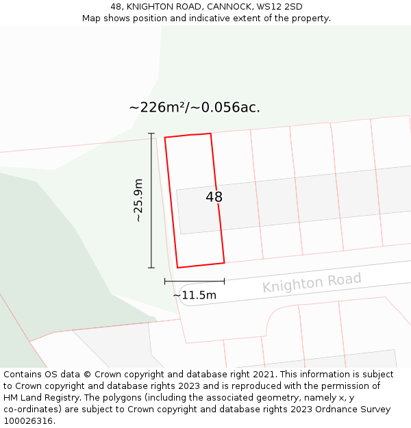 48, KNIGHTON ROAD, CANNOCK, WS12 2SD: Plot and title map