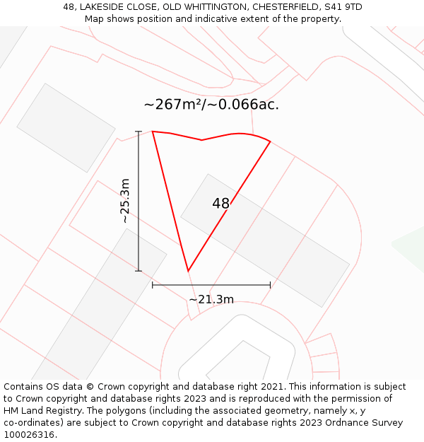 48, LAKESIDE CLOSE, OLD WHITTINGTON, CHESTERFIELD, S41 9TD: Plot and title map