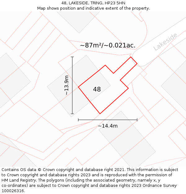 48, LAKESIDE, TRING, HP23 5HN: Plot and title map