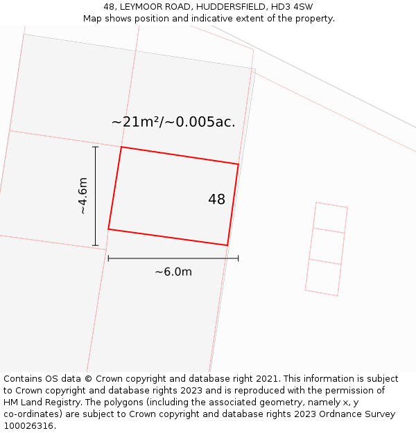 48, LEYMOOR ROAD, HUDDERSFIELD, HD3 4SW: Plot and title map