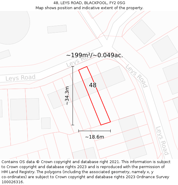 48, LEYS ROAD, BLACKPOOL, FY2 0SG: Plot and title map