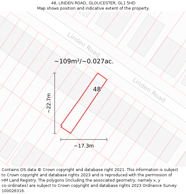 48, LINDEN ROAD, GLOUCESTER, GL1 5HD: Plot and title map