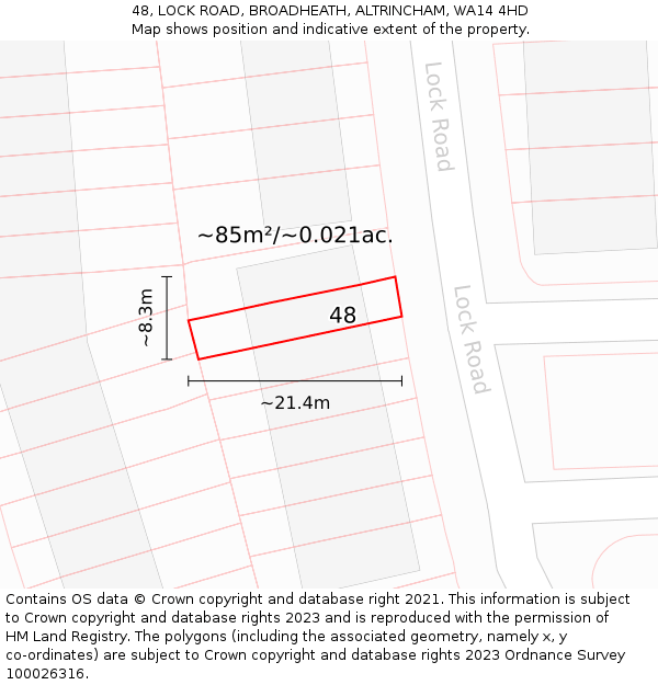 48, LOCK ROAD, BROADHEATH, ALTRINCHAM, WA14 4HD: Plot and title map