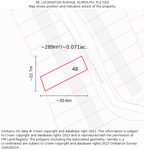 48, LOCKINGTON AVENUE, PLYMOUTH, PL3 5QG: Plot and title map