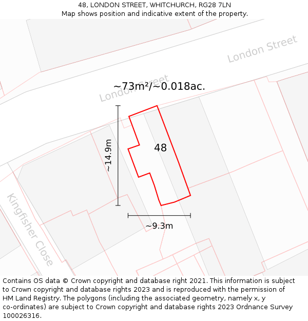 48, LONDON STREET, WHITCHURCH, RG28 7LN: Plot and title map