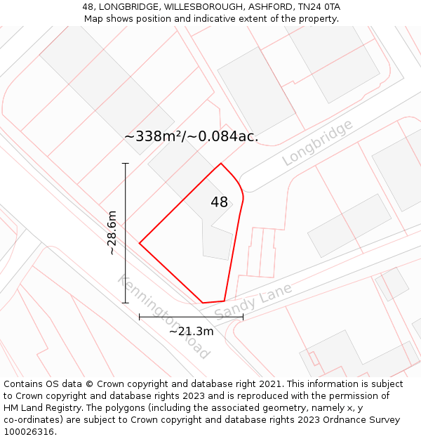 48, LONGBRIDGE, WILLESBOROUGH, ASHFORD, TN24 0TA: Plot and title map