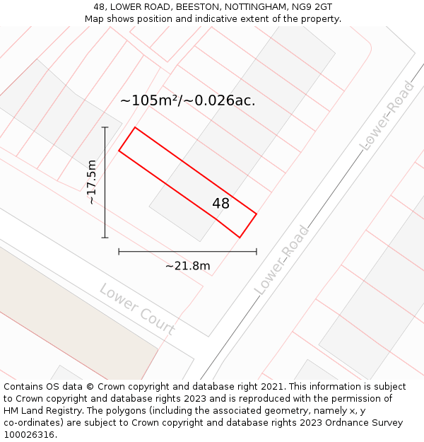 48, LOWER ROAD, BEESTON, NOTTINGHAM, NG9 2GT: Plot and title map