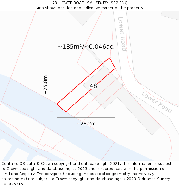 48, LOWER ROAD, SALISBURY, SP2 9NQ: Plot and title map