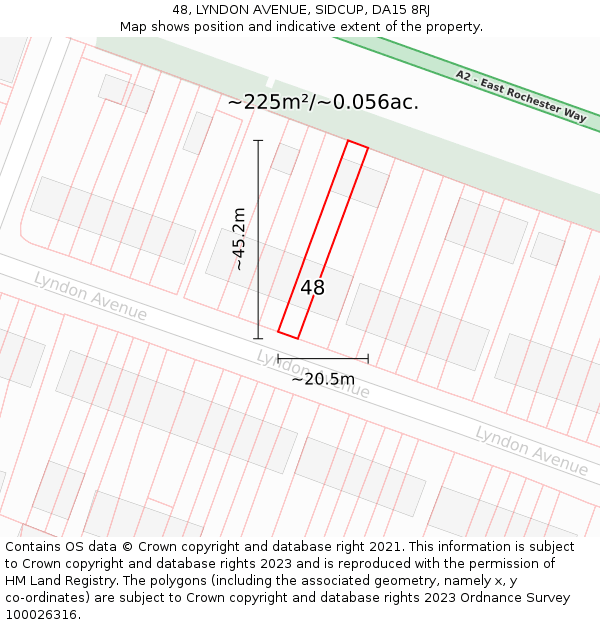48, LYNDON AVENUE, SIDCUP, DA15 8RJ: Plot and title map