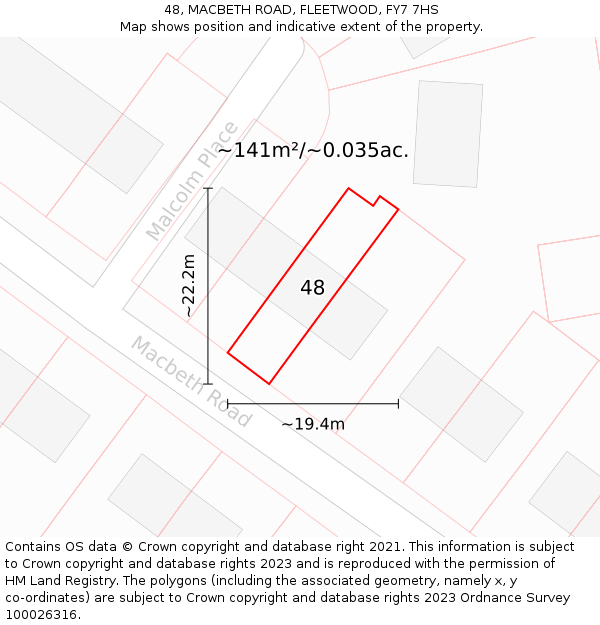 48, MACBETH ROAD, FLEETWOOD, FY7 7HS: Plot and title map