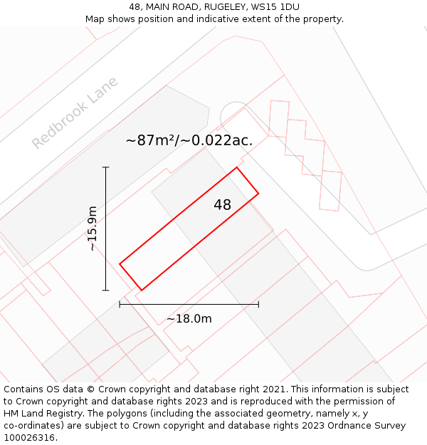 48, MAIN ROAD, RUGELEY, WS15 1DU: Plot and title map