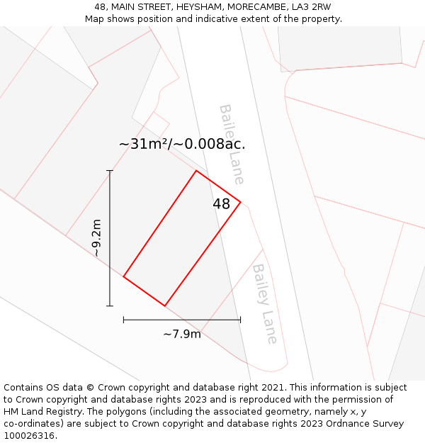 48, MAIN STREET, HEYSHAM, MORECAMBE, LA3 2RW: Plot and title map