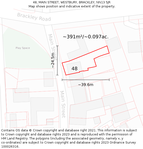 48, MAIN STREET, WESTBURY, BRACKLEY, NN13 5JR: Plot and title map