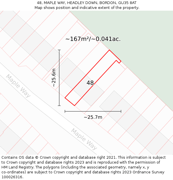 48, MAPLE WAY, HEADLEY DOWN, BORDON, GU35 8AT: Plot and title map