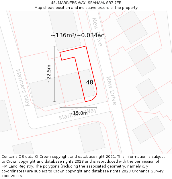 48, MARINERS WAY, SEAHAM, SR7 7EB: Plot and title map