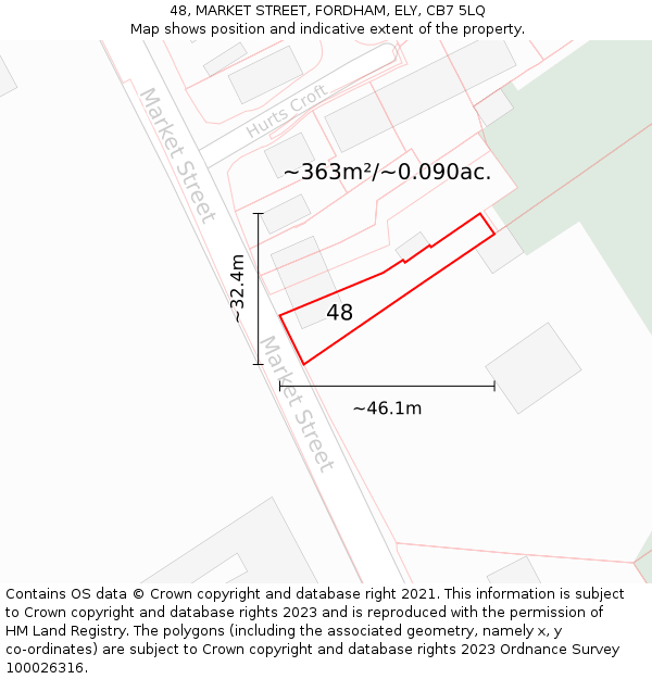 48, MARKET STREET, FORDHAM, ELY, CB7 5LQ: Plot and title map