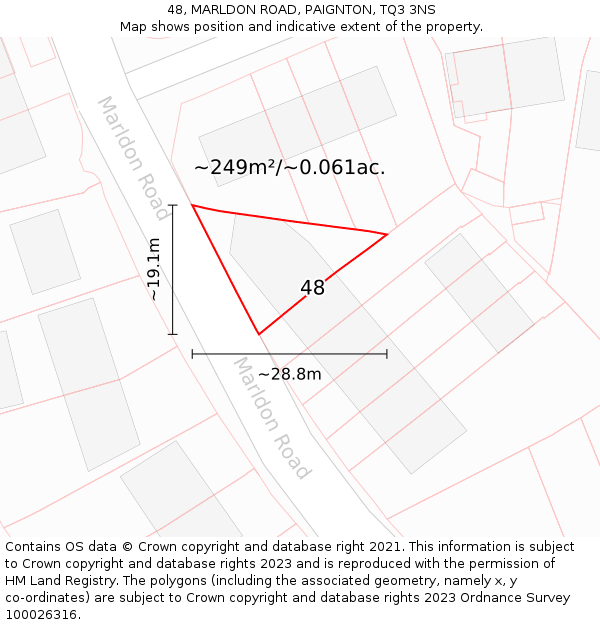 48, MARLDON ROAD, PAIGNTON, TQ3 3NS: Plot and title map