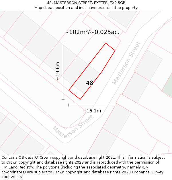 48, MASTERSON STREET, EXETER, EX2 5GR: Plot and title map