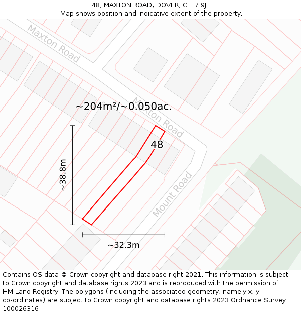48, MAXTON ROAD, DOVER, CT17 9JL: Plot and title map
