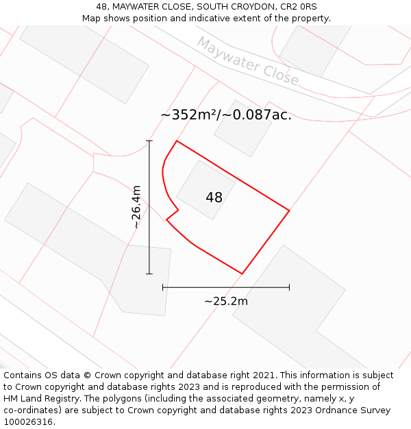 48, MAYWATER CLOSE, SOUTH CROYDON, CR2 0RS: Plot and title map