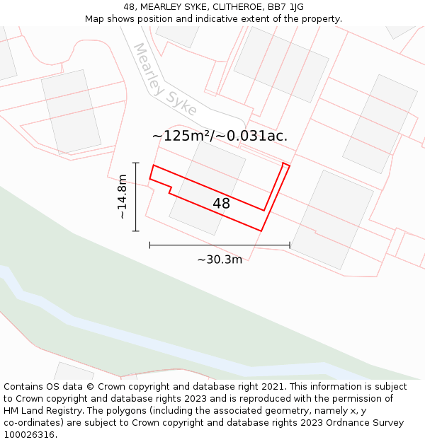 48, MEARLEY SYKE, CLITHEROE, BB7 1JG: Plot and title map