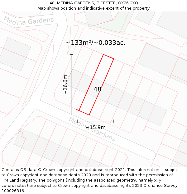 48, MEDINA GARDENS, BICESTER, OX26 2XQ: Plot and title map