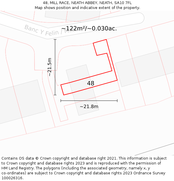 48, MILL RACE, NEATH ABBEY, NEATH, SA10 7FL: Plot and title map