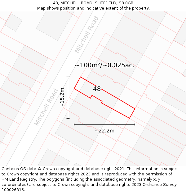 48, MITCHELL ROAD, SHEFFIELD, S8 0GR: Plot and title map