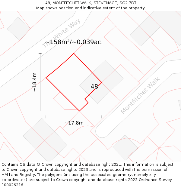 48, MONTFITCHET WALK, STEVENAGE, SG2 7DT: Plot and title map
