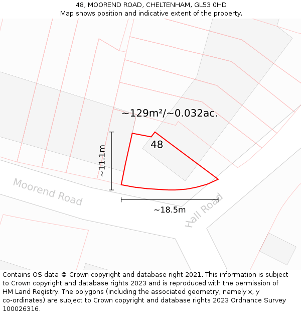 48, MOOREND ROAD, CHELTENHAM, GL53 0HD: Plot and title map