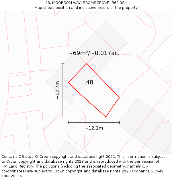 48, MOORSOM WAY, BROMSGROVE, B60 3SH: Plot and title map
