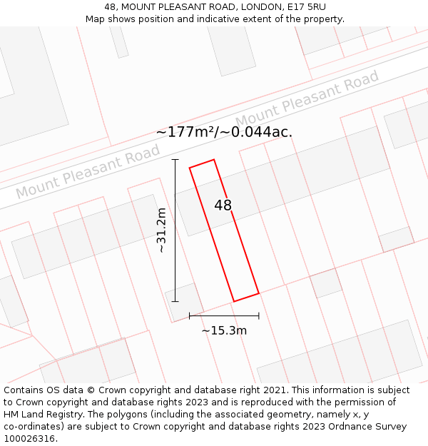 48, MOUNT PLEASANT ROAD, LONDON, E17 5RU: Plot and title map