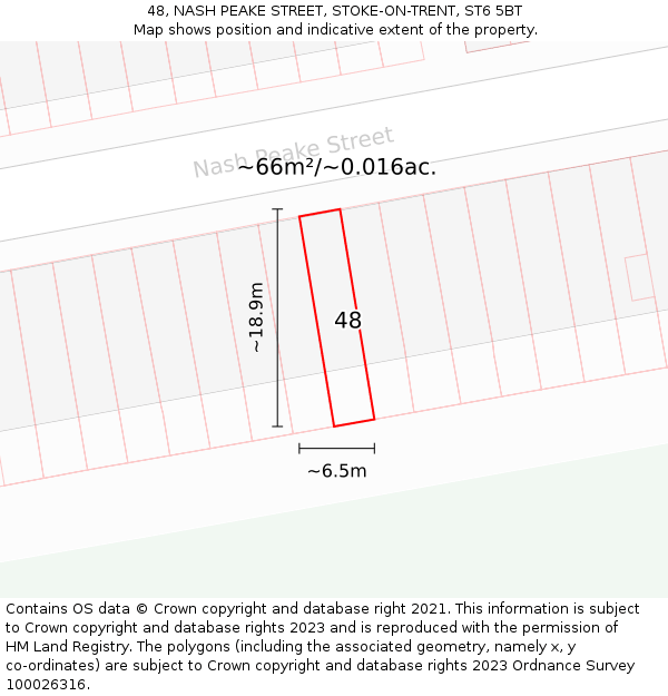 48, NASH PEAKE STREET, STOKE-ON-TRENT, ST6 5BT: Plot and title map