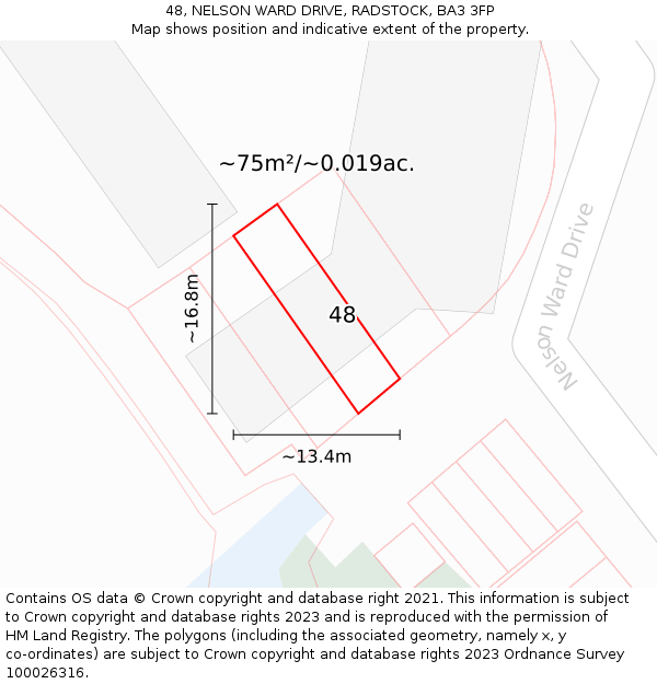 48, NELSON WARD DRIVE, RADSTOCK, BA3 3FP: Plot and title map