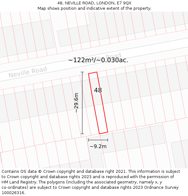 48, NEVILLE ROAD, LONDON, E7 9QX: Plot and title map
