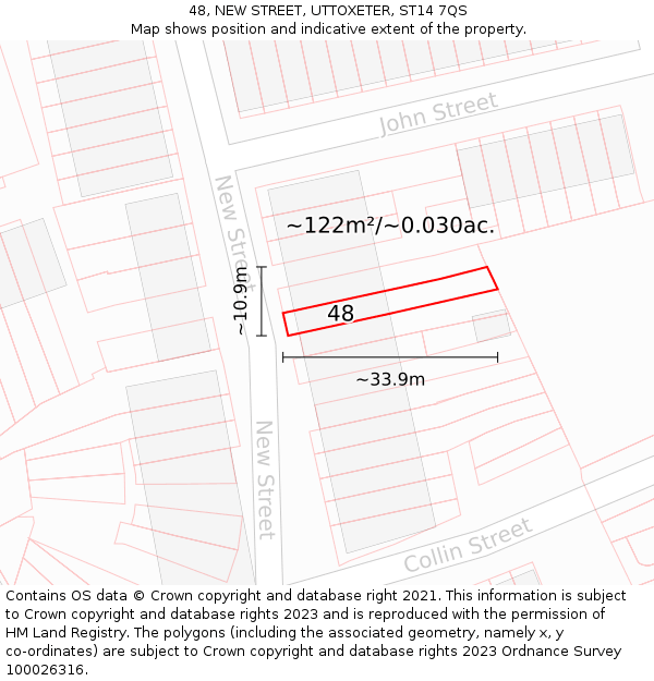 48, NEW STREET, UTTOXETER, ST14 7QS: Plot and title map