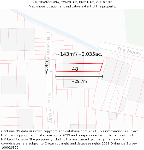 48, NEWTON WAY, TONGHAM, FARNHAM, GU10 1BY: Plot and title map