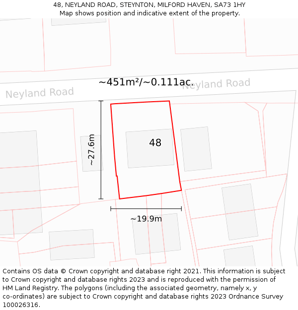 48, NEYLAND ROAD, STEYNTON, MILFORD HAVEN, SA73 1HY: Plot and title map