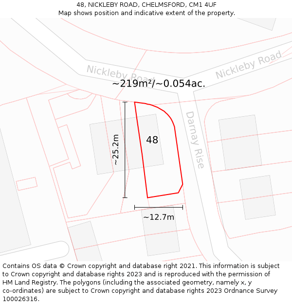 48, NICKLEBY ROAD, CHELMSFORD, CM1 4UF: Plot and title map