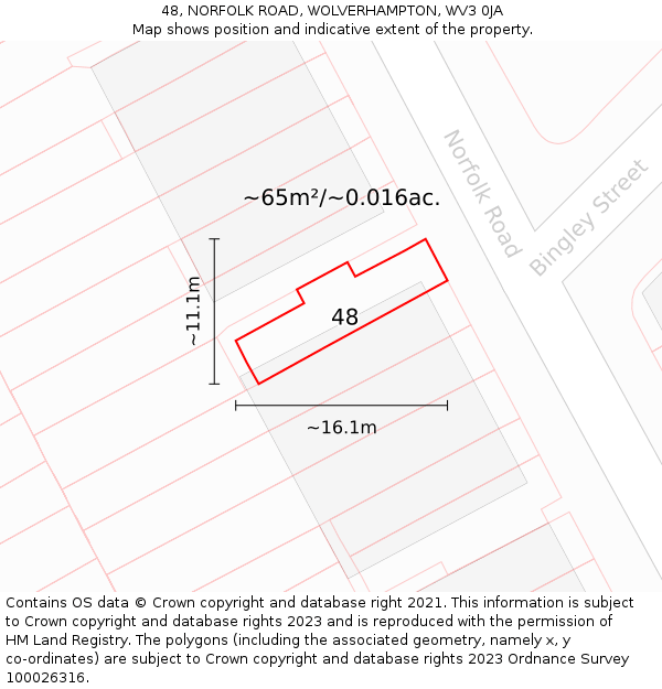 48, NORFOLK ROAD, WOLVERHAMPTON, WV3 0JA: Plot and title map