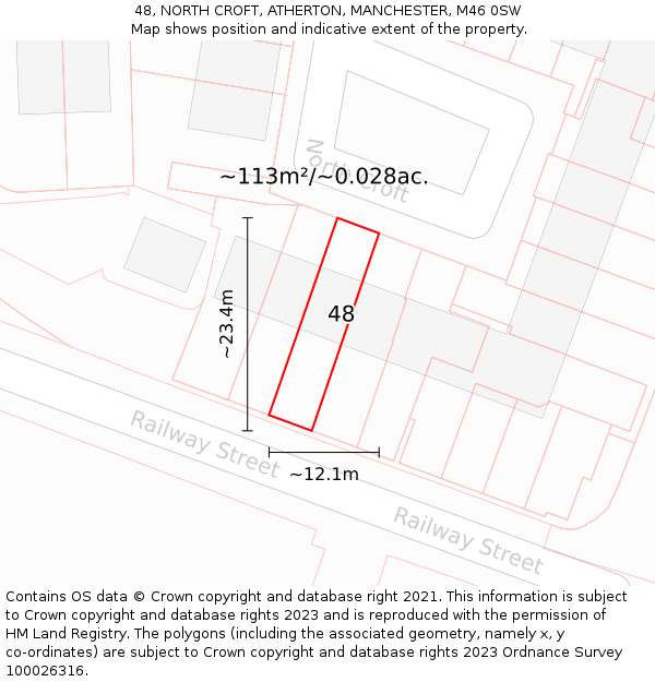 48, NORTH CROFT, ATHERTON, MANCHESTER, M46 0SW: Plot and title map