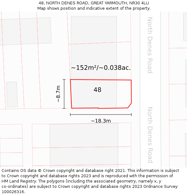 48, NORTH DENES ROAD, GREAT YARMOUTH, NR30 4LU: Plot and title map