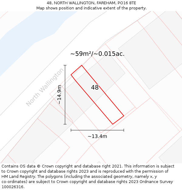 48, NORTH WALLINGTON, FAREHAM, PO16 8TE: Plot and title map