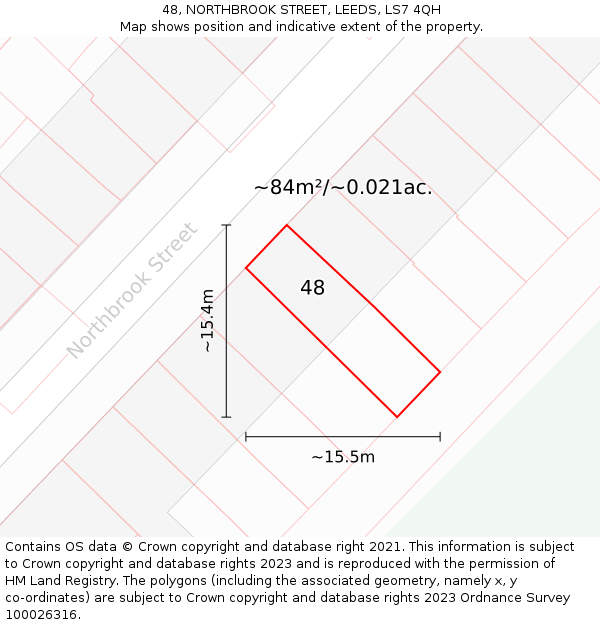 48, NORTHBROOK STREET, LEEDS, LS7 4QH: Plot and title map