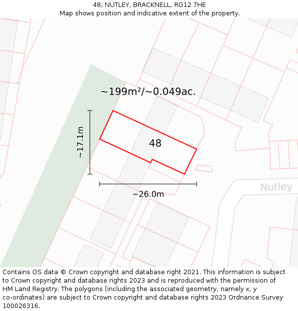 48, NUTLEY, BRACKNELL, RG12 7HE: Plot and title map