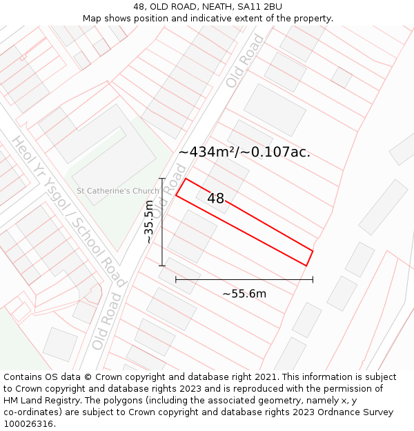 48, OLD ROAD, NEATH, SA11 2BU: Plot and title map