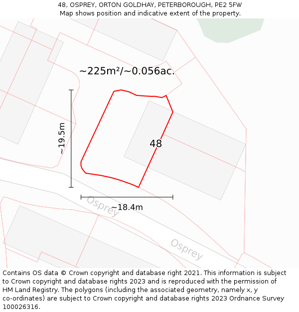 48, OSPREY, ORTON GOLDHAY, PETERBOROUGH, PE2 5FW: Plot and title map