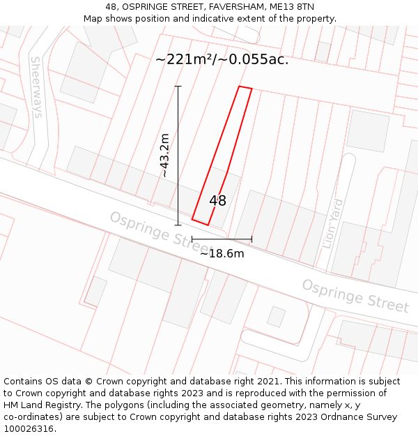 48, OSPRINGE STREET, FAVERSHAM, ME13 8TN: Plot and title map