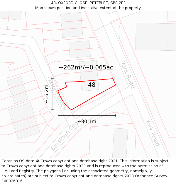 48, OXFORD CLOSE, PETERLEE, SR8 2EF: Plot and title map